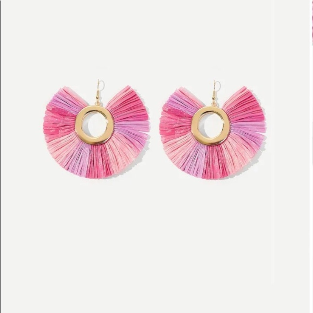 Color-block Lafite Hoop Drop Earrings 1pair